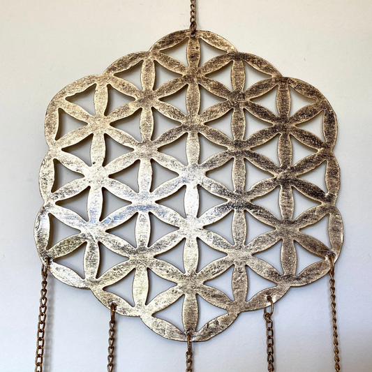 Hanging Brass Flower of Life Wind Chime