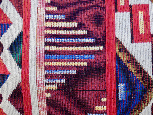 Red and White Jacquard Woven Cotton Wristlet Purse Bag