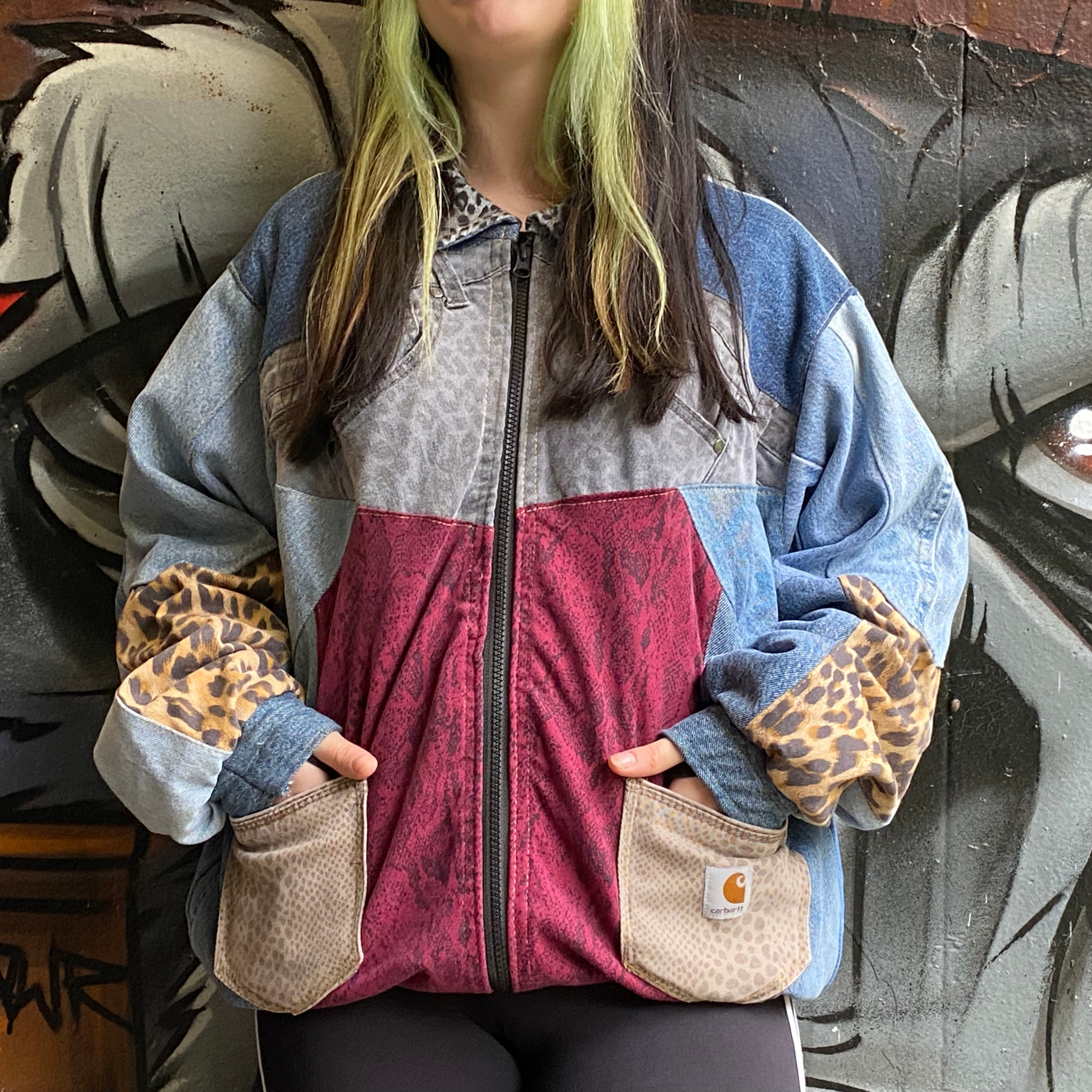 Reworked Denim Patchwork Jacket Carhartt-Style 7 – Treezas