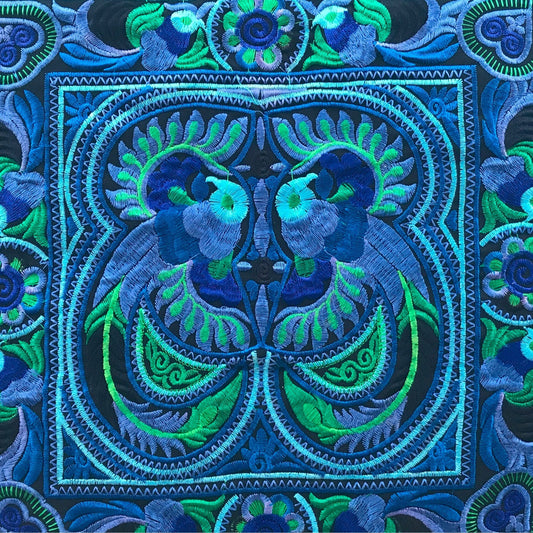 Turquoise Embroidered Thai Cushion Cover