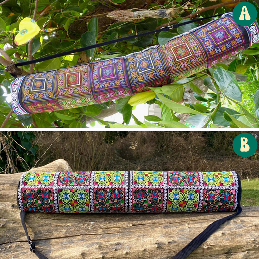 Colourful Patchwork Hmong Yoga Mat Bag