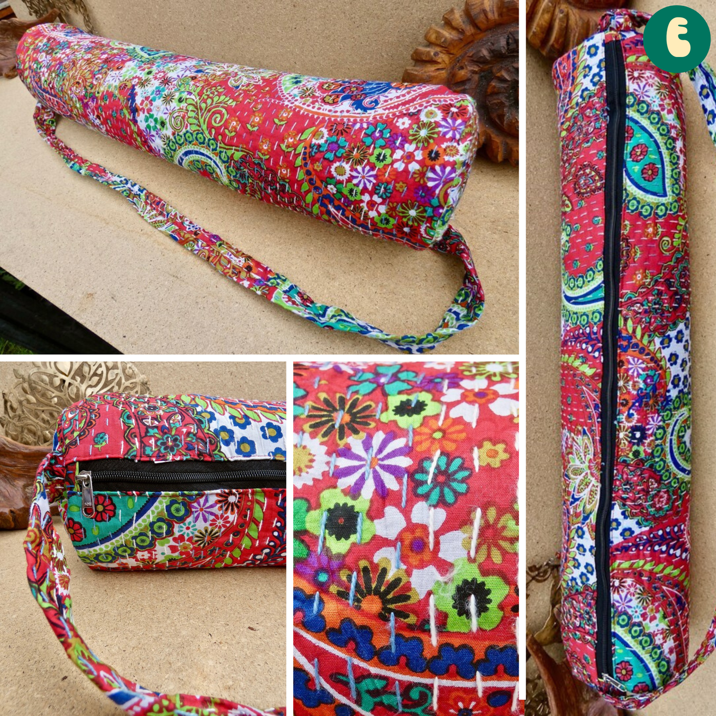 Paisley Sunset Cotton Kantha Yoga Bag