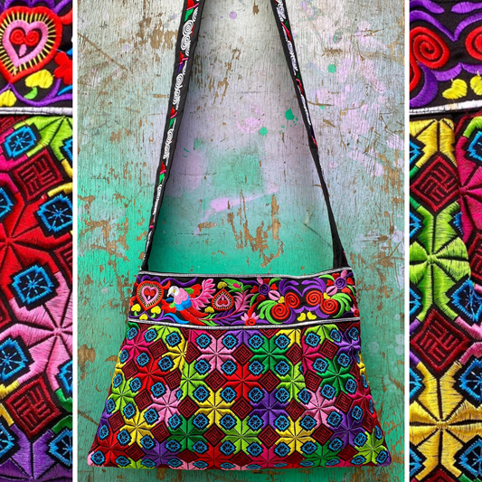 Colourful Embroidered Hmong Shoulder Bag