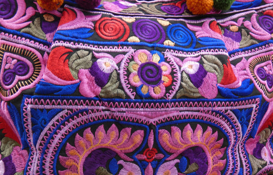 Purple Embroidered Hmong Handbag