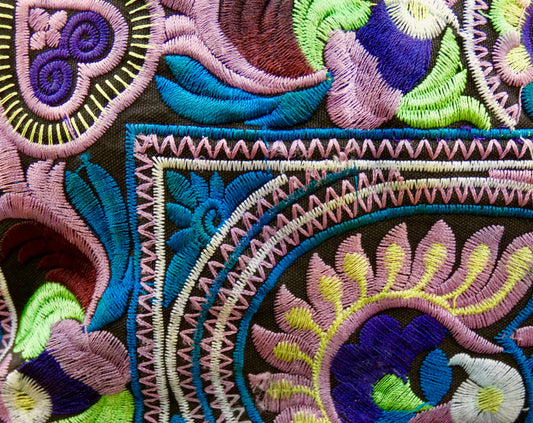Blue Embroidered Hmong Handbag