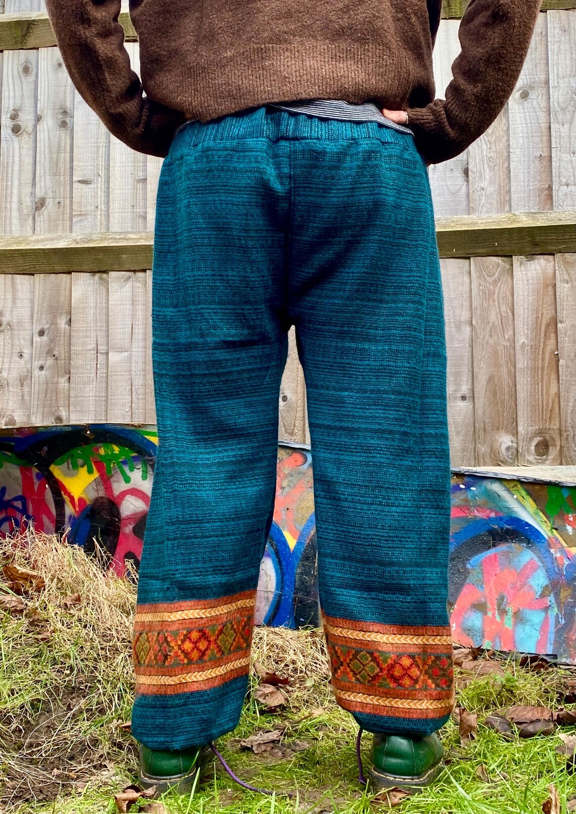 Cosy Warm Winter Blanket Trousers - Patch Teal