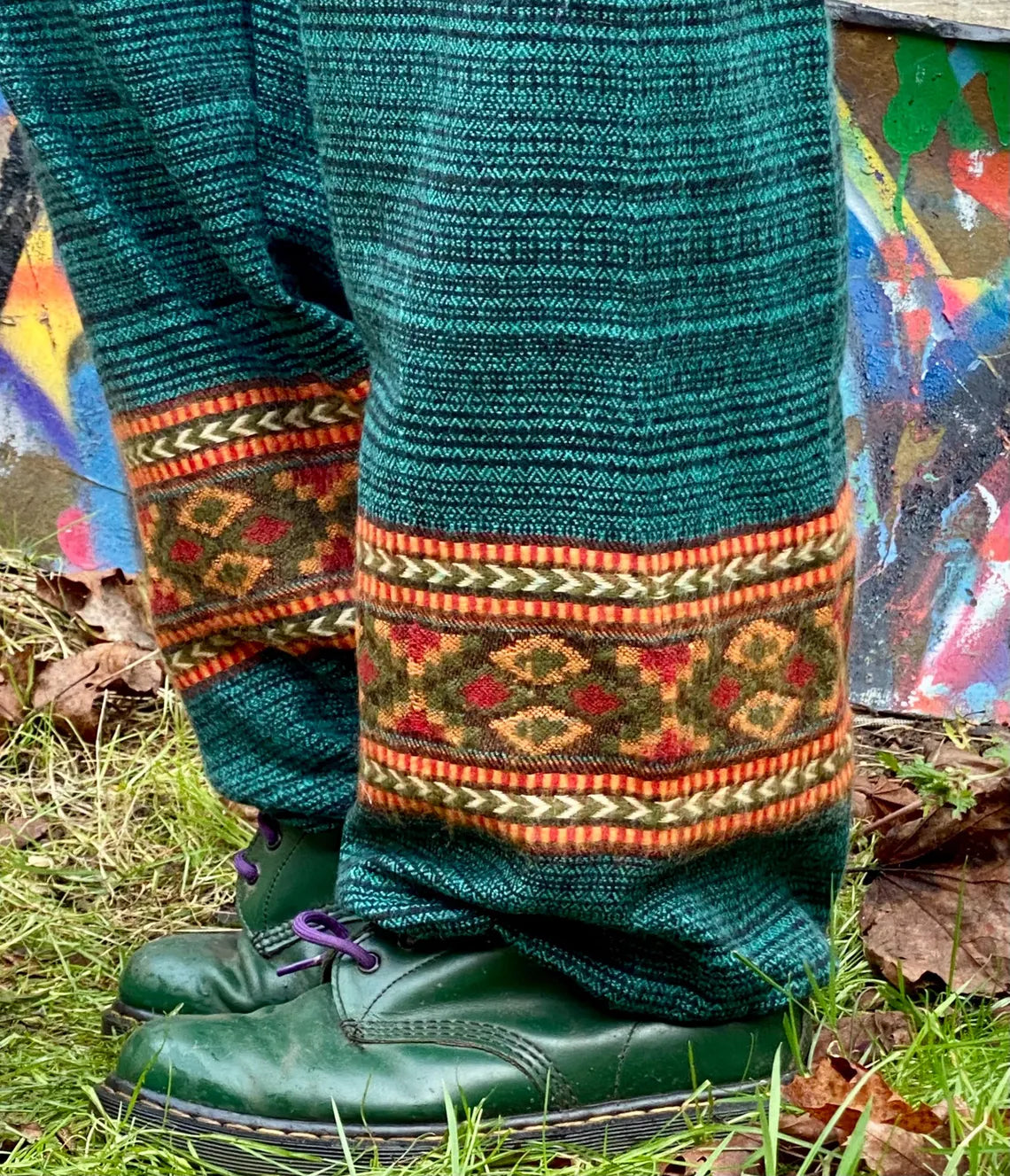 Cosy Warm Winter Blanket Trousers - Patch Green