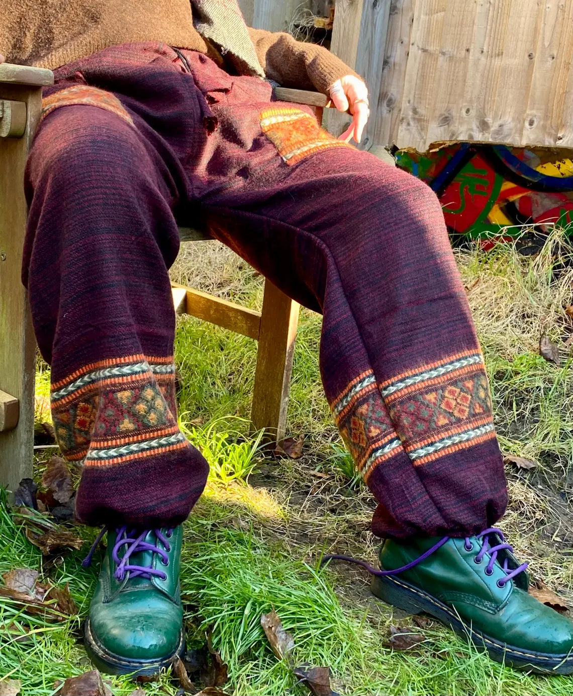 Cosy Warm Winter Blanket Trousers - Patch Red