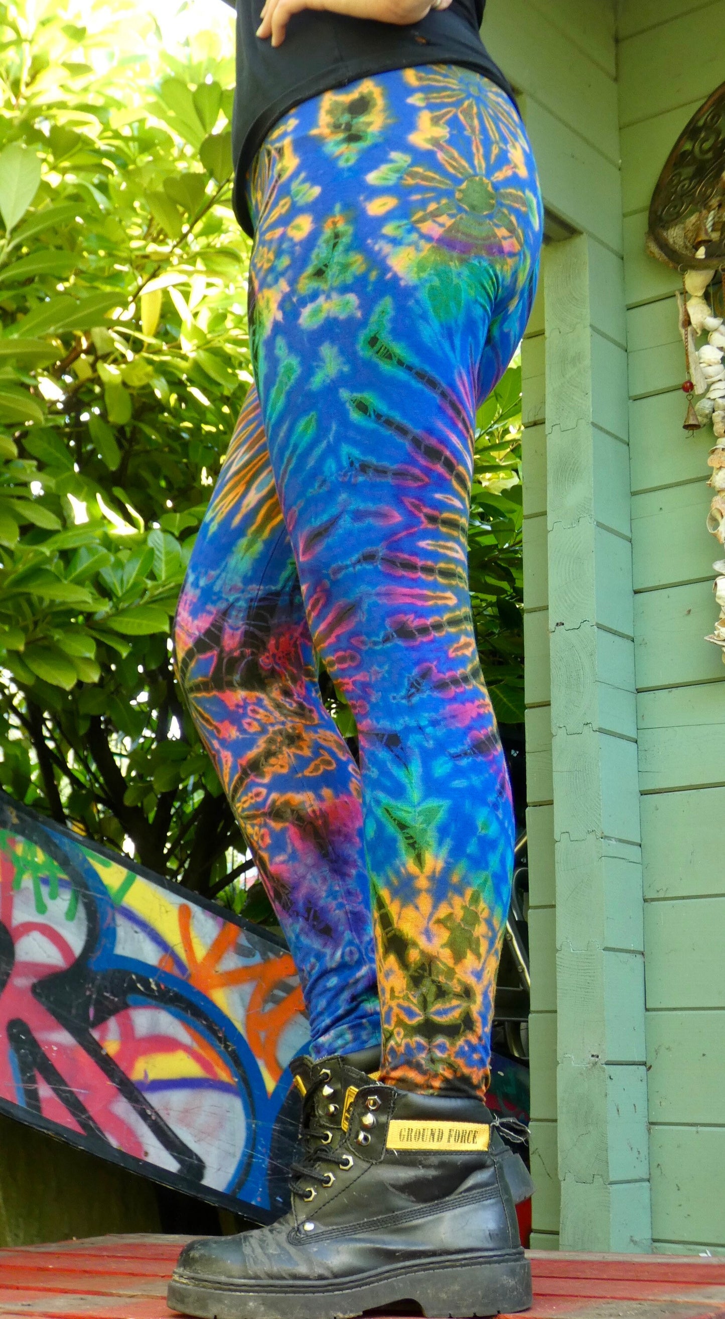 Royal Blue Colourful Tie-Dye Leggings SMALL