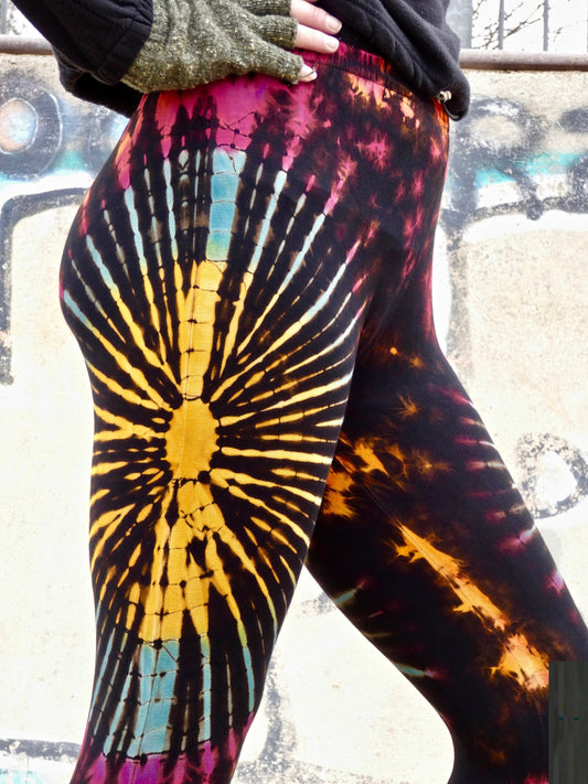 Black and Rainbow Tie-Dye Leggings REGULAR