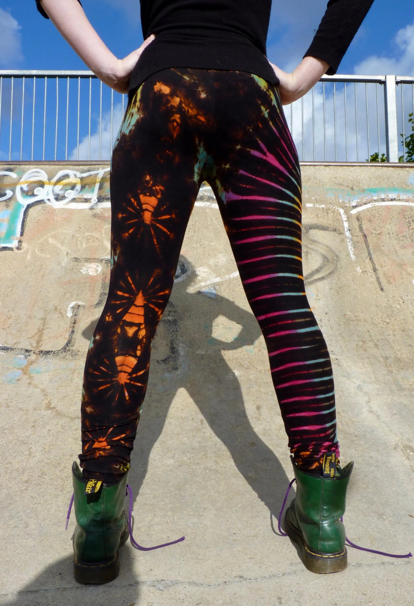 Black and Rainbow Tie-Dye Leggings REGULAR