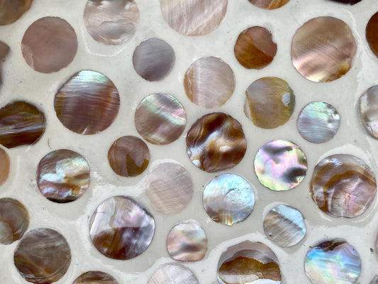 Cream Coconut Bowl with Mother of Pearl Inlay Light Circle