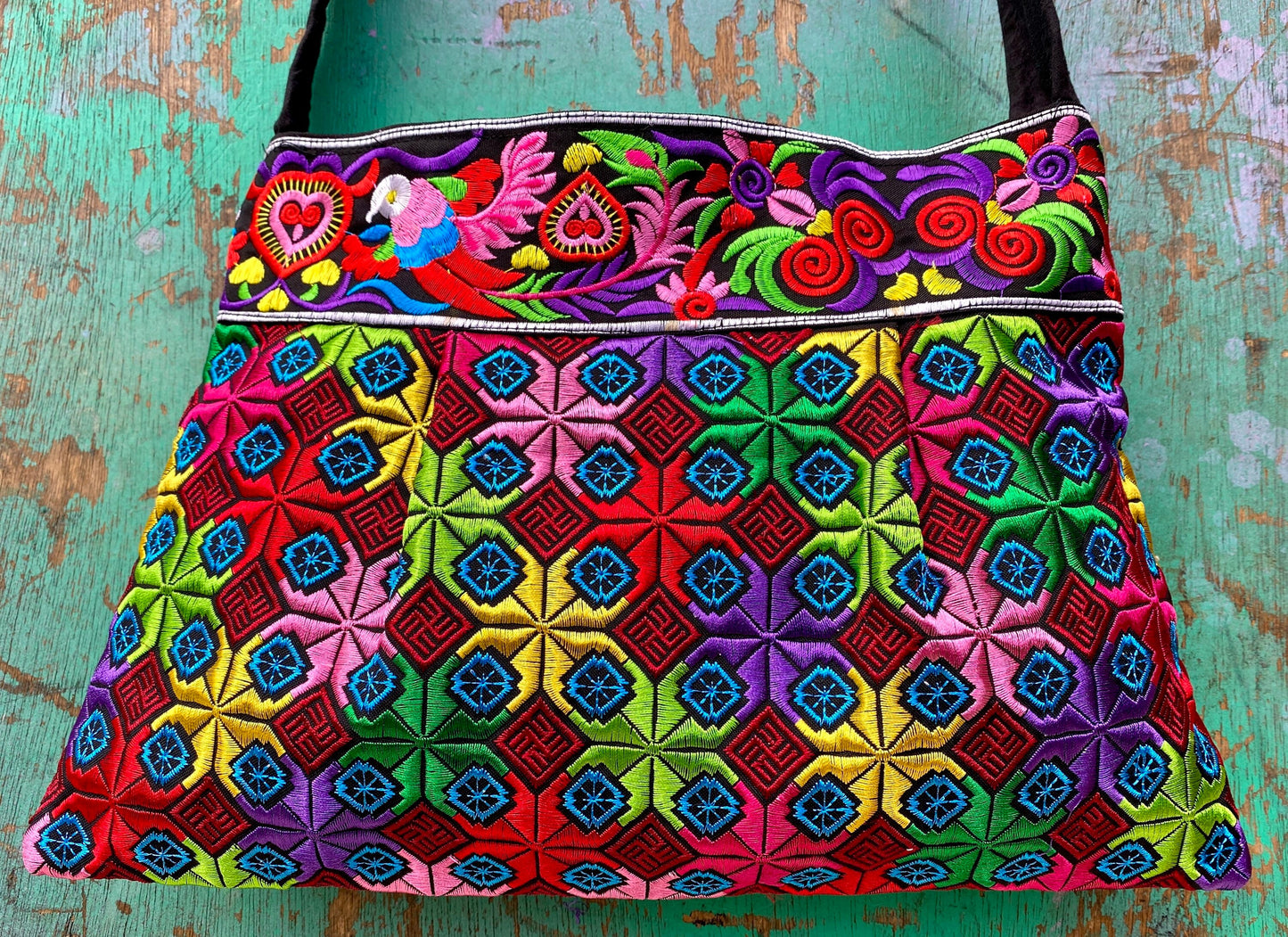 Colourful Embroidered Hmong Shoulder Bag