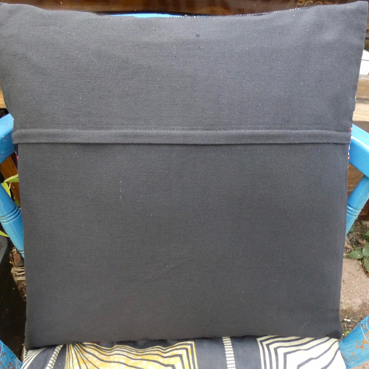 Black Suzani Embroidered Pom Pom Cushion Cover