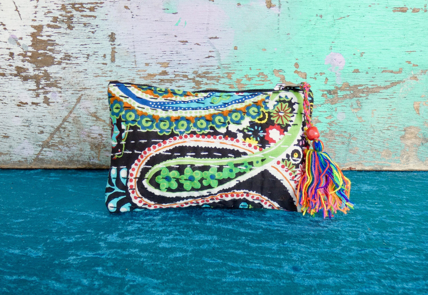 Handmade Cotton Kantha Purse - Black