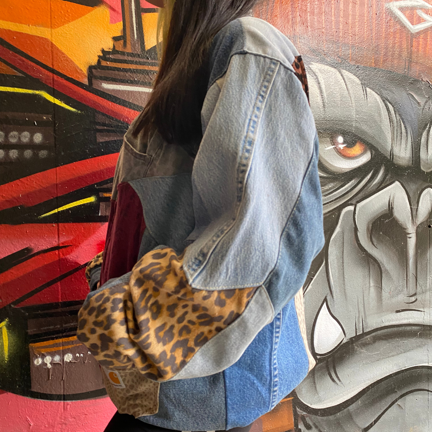 Reworked Denim Patchwork Jacket Carhartt-Style 7