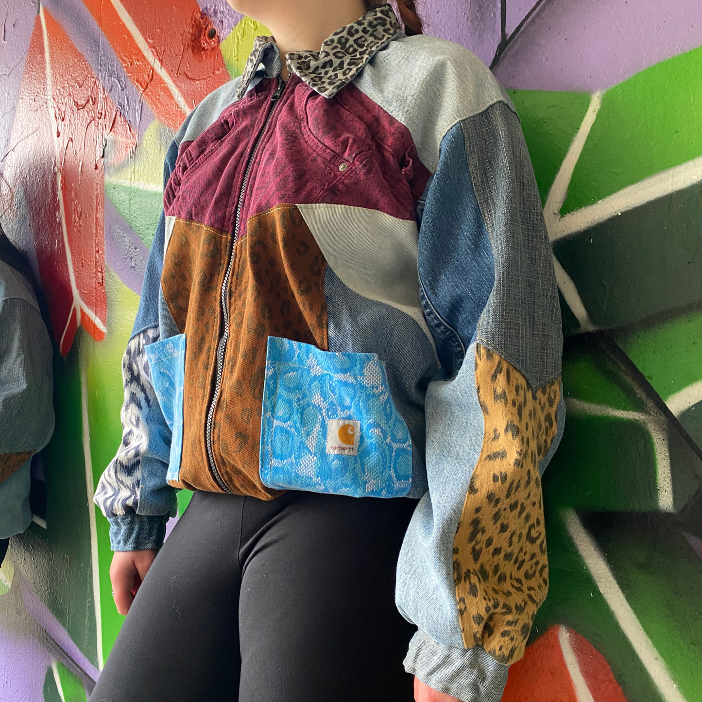 Reworked Denim Patchwork Jacket Carhartt-Style 5