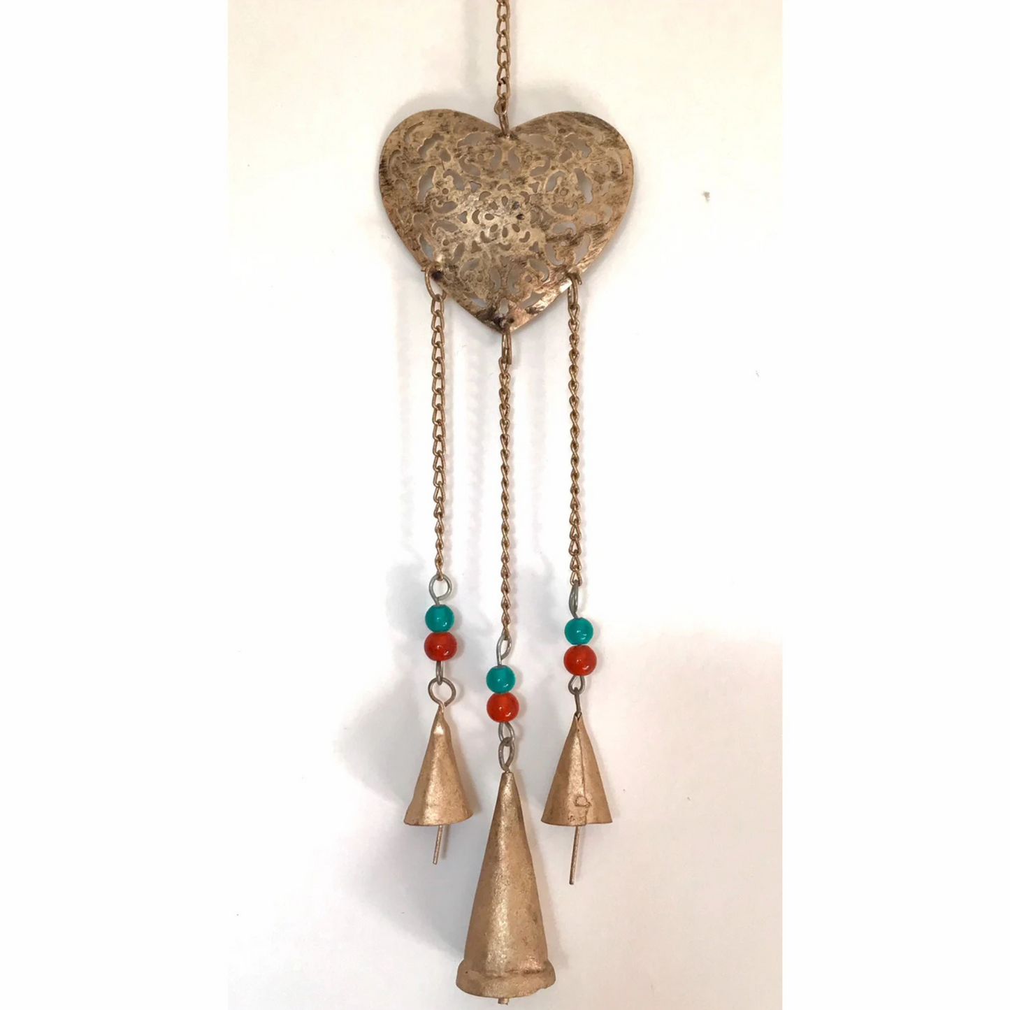Hanging Brass Heart Wind Chime
