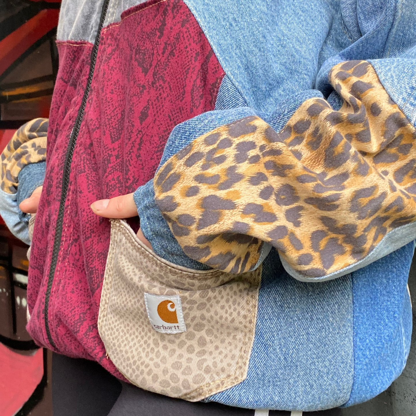 Reworked Denim Patchwork Jacket Carhartt-Style 7