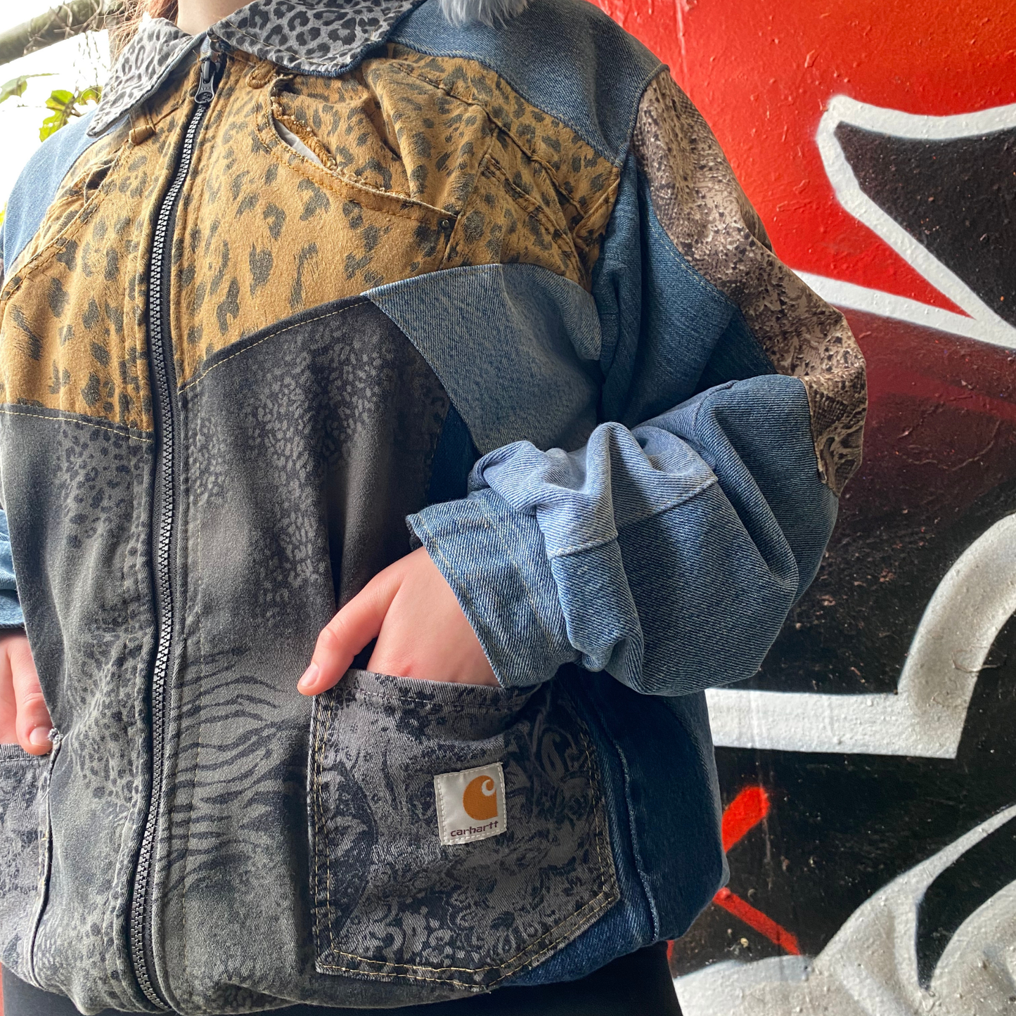 Reworked Denim Patchwork Jacket Carhartt-Style 3