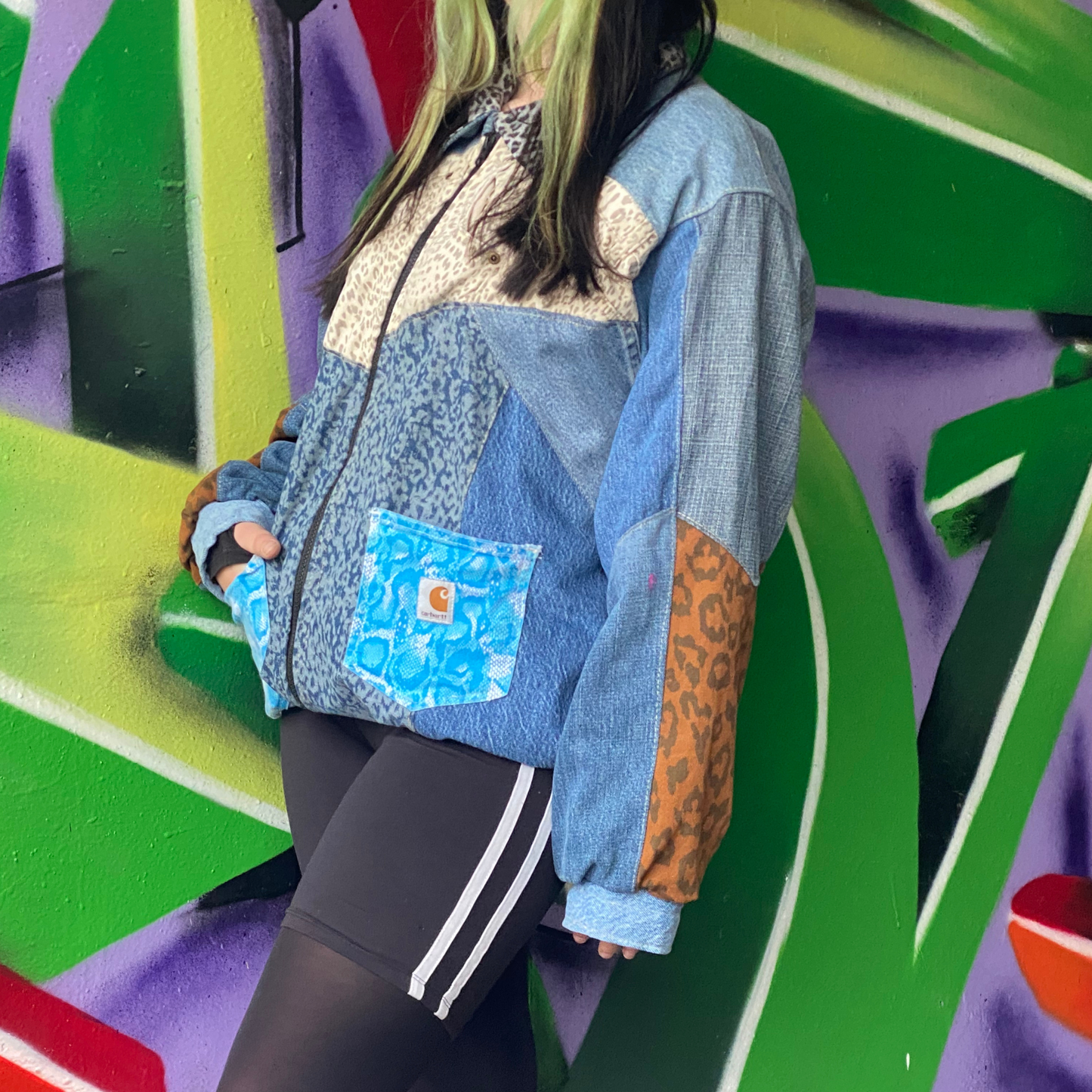 Reworked Denim Patchwork Jacket Carhartt-Style 6