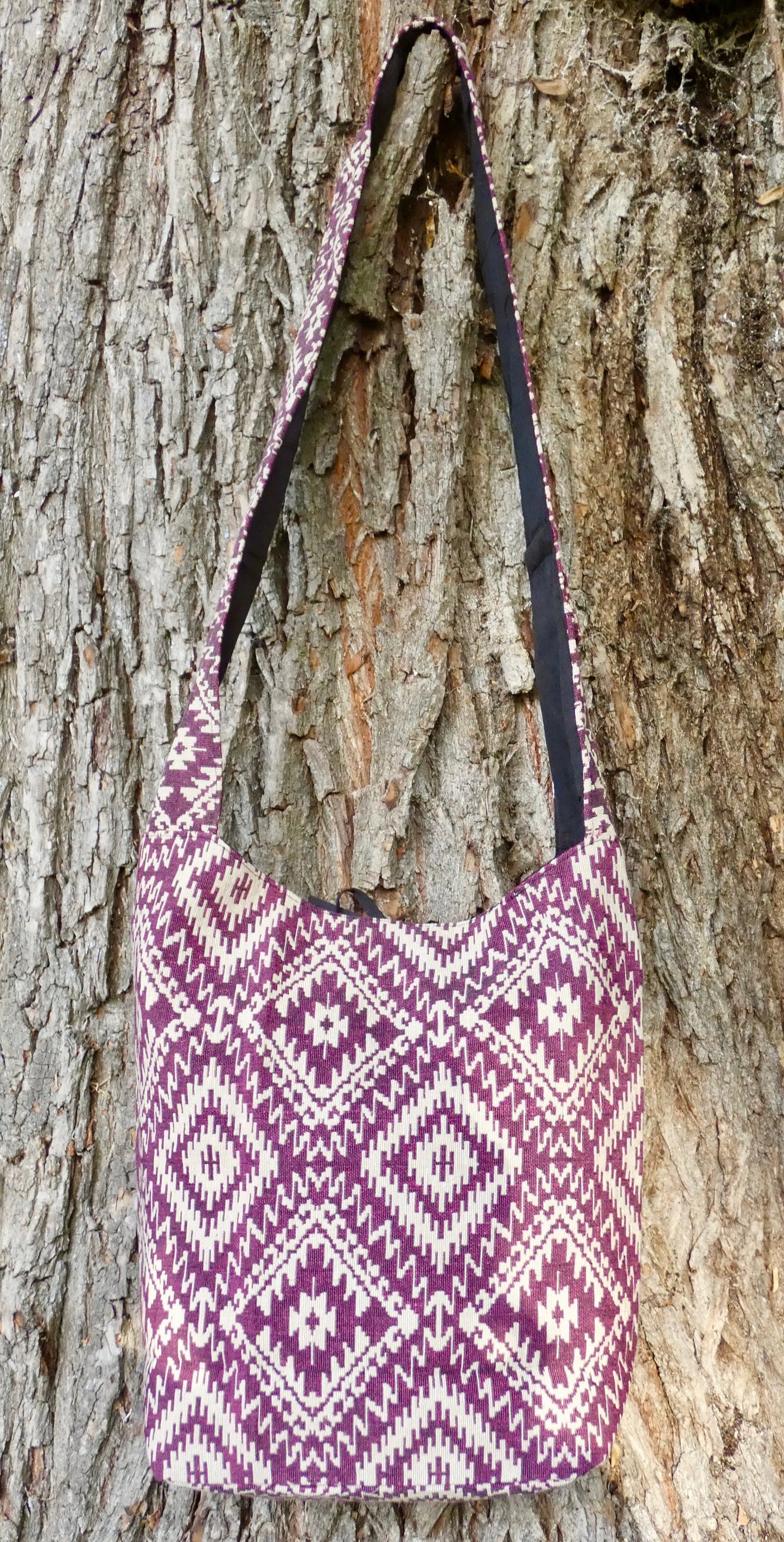 Pink Geometric Woven Cotton Bucket Bag