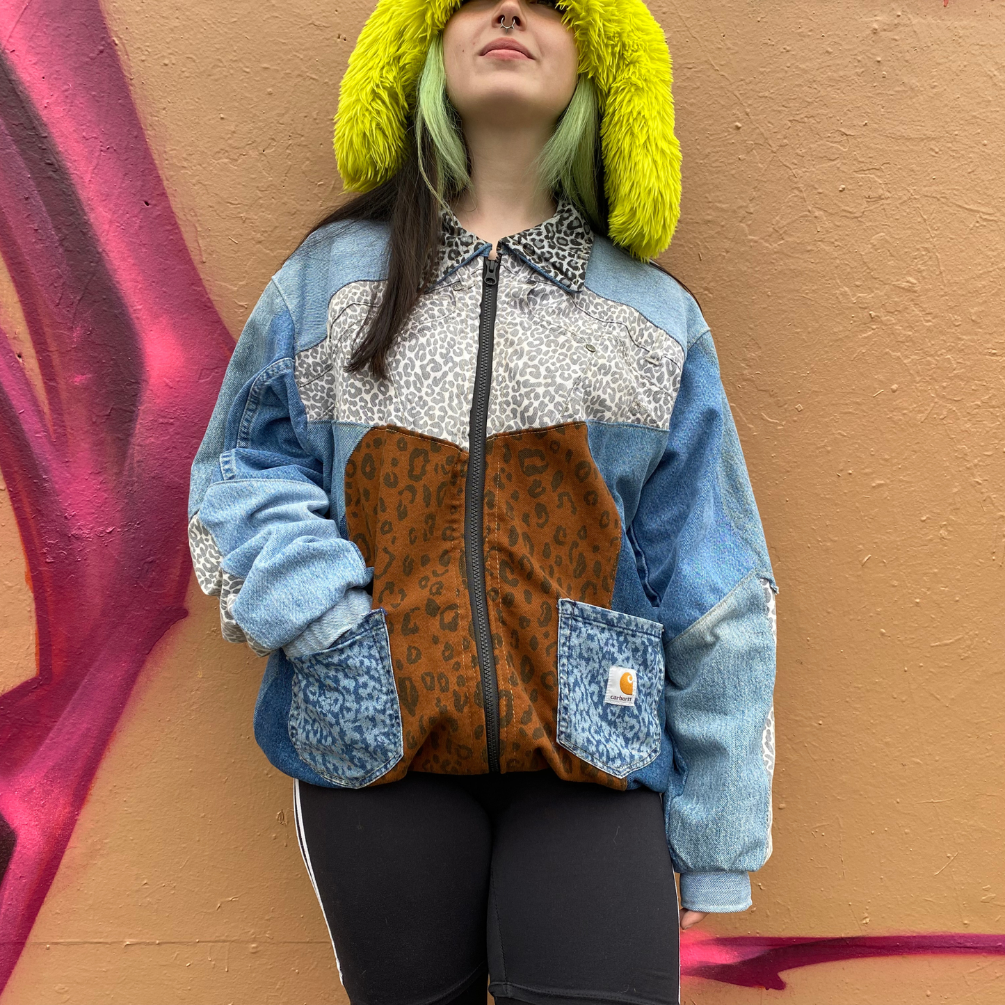 Reworked Denim Patchwork Jacket Carhartt-Style 1