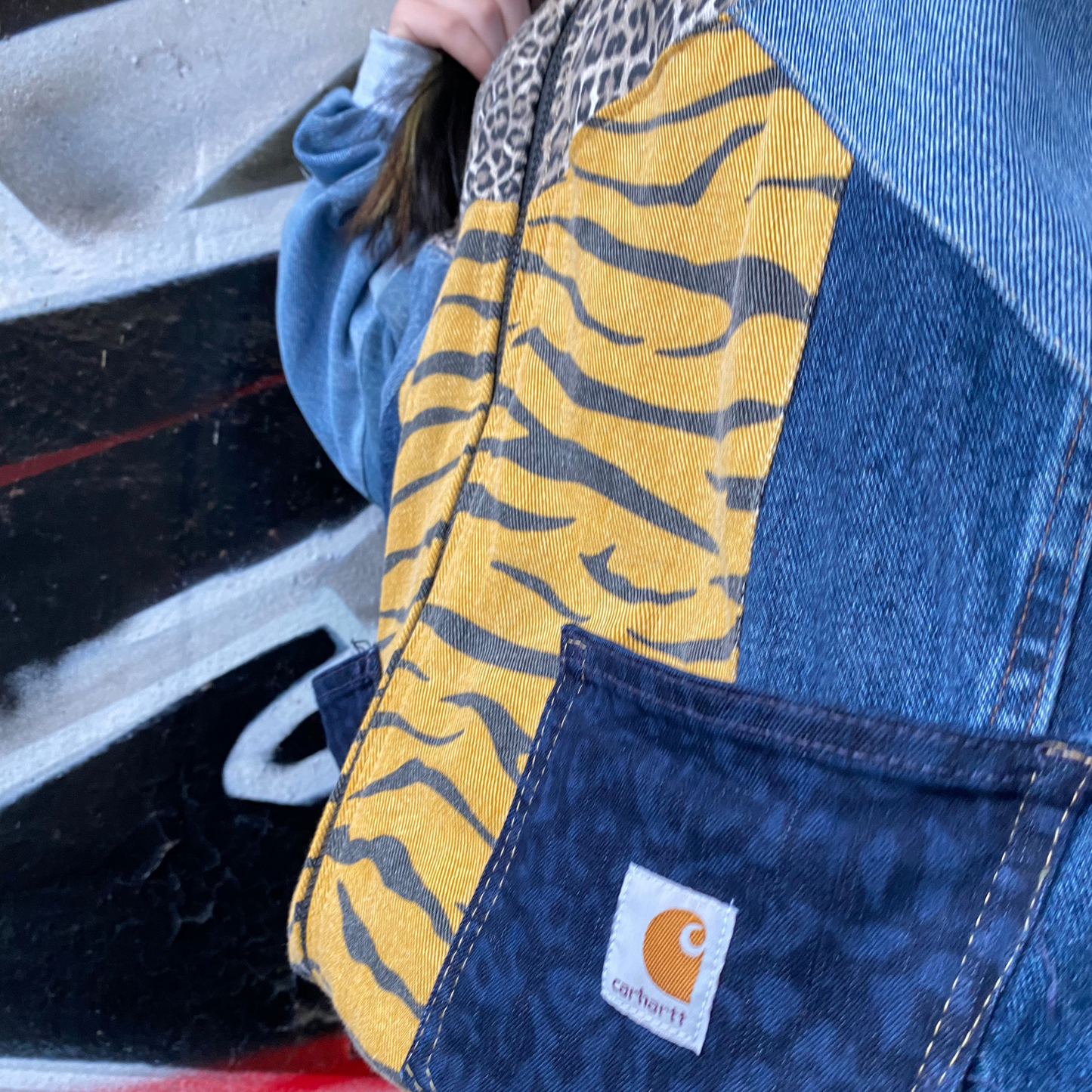 Reworked Denim Patchwork Jacket Carhartt-Style 4