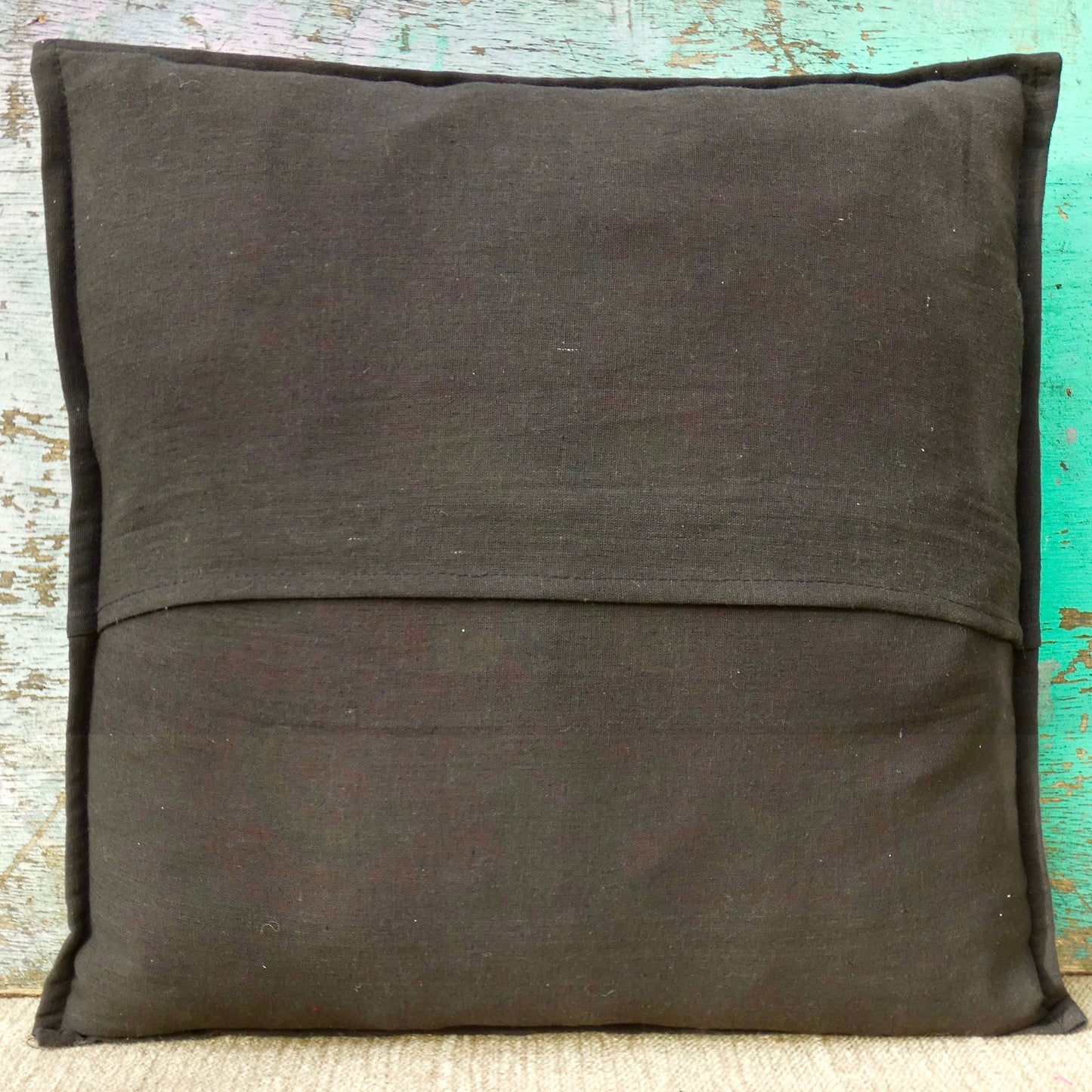 Black and Bright Paisley Kantha Cushion Cover