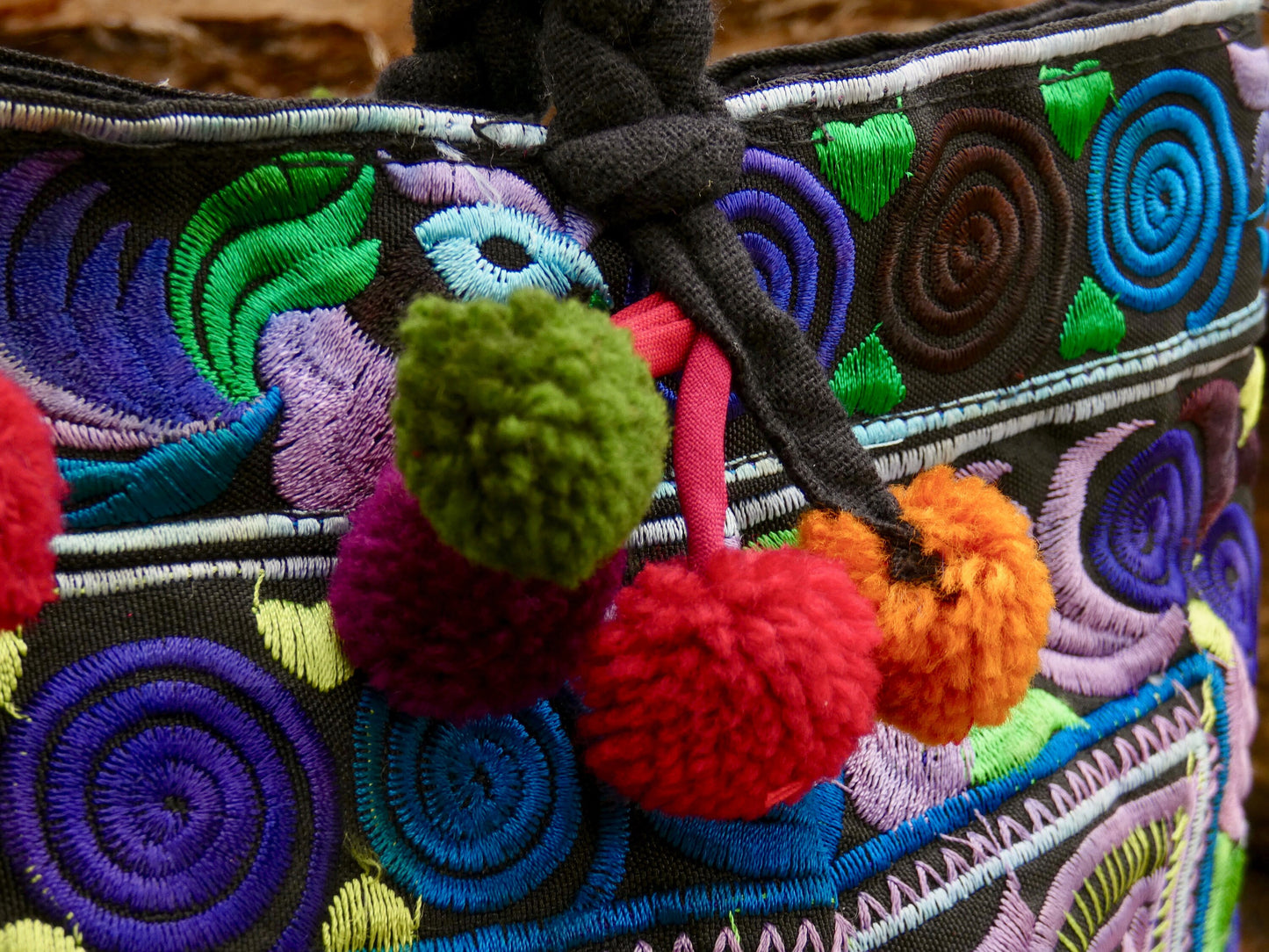 Blue Embroidered Hmong Handbag