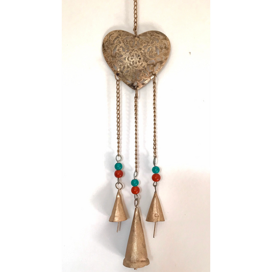 Hanging Brass Heart Wind Chime
