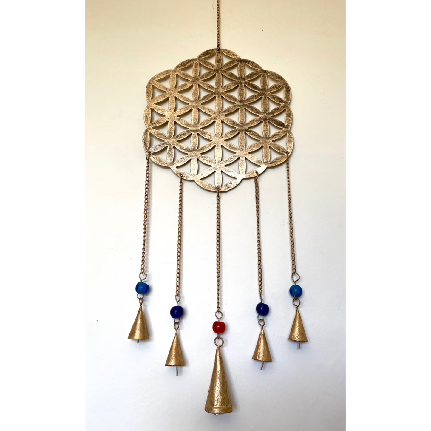 Hanging Brass Flower of Life Wind Chime
