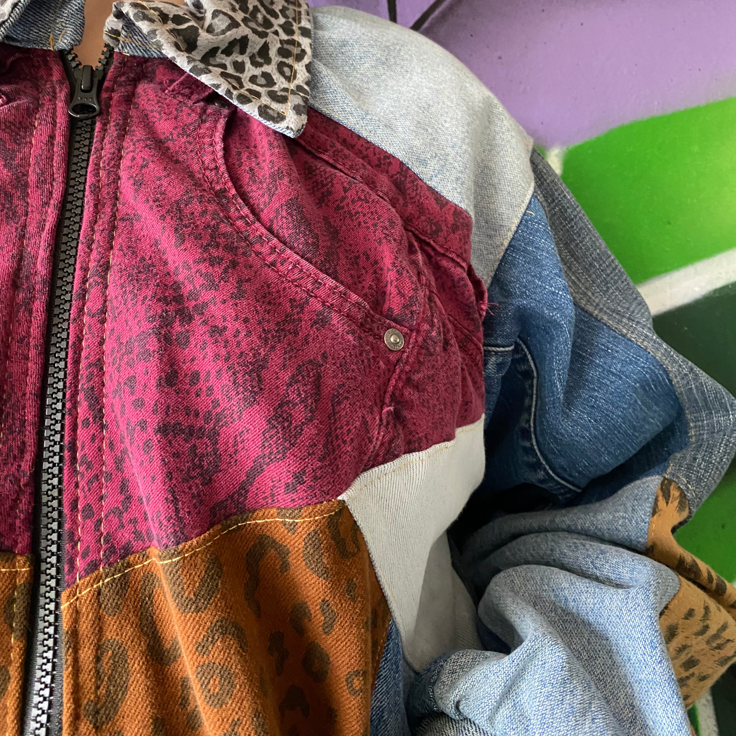 Reworked Denim Patchwork Jacket Carhartt-Style 5