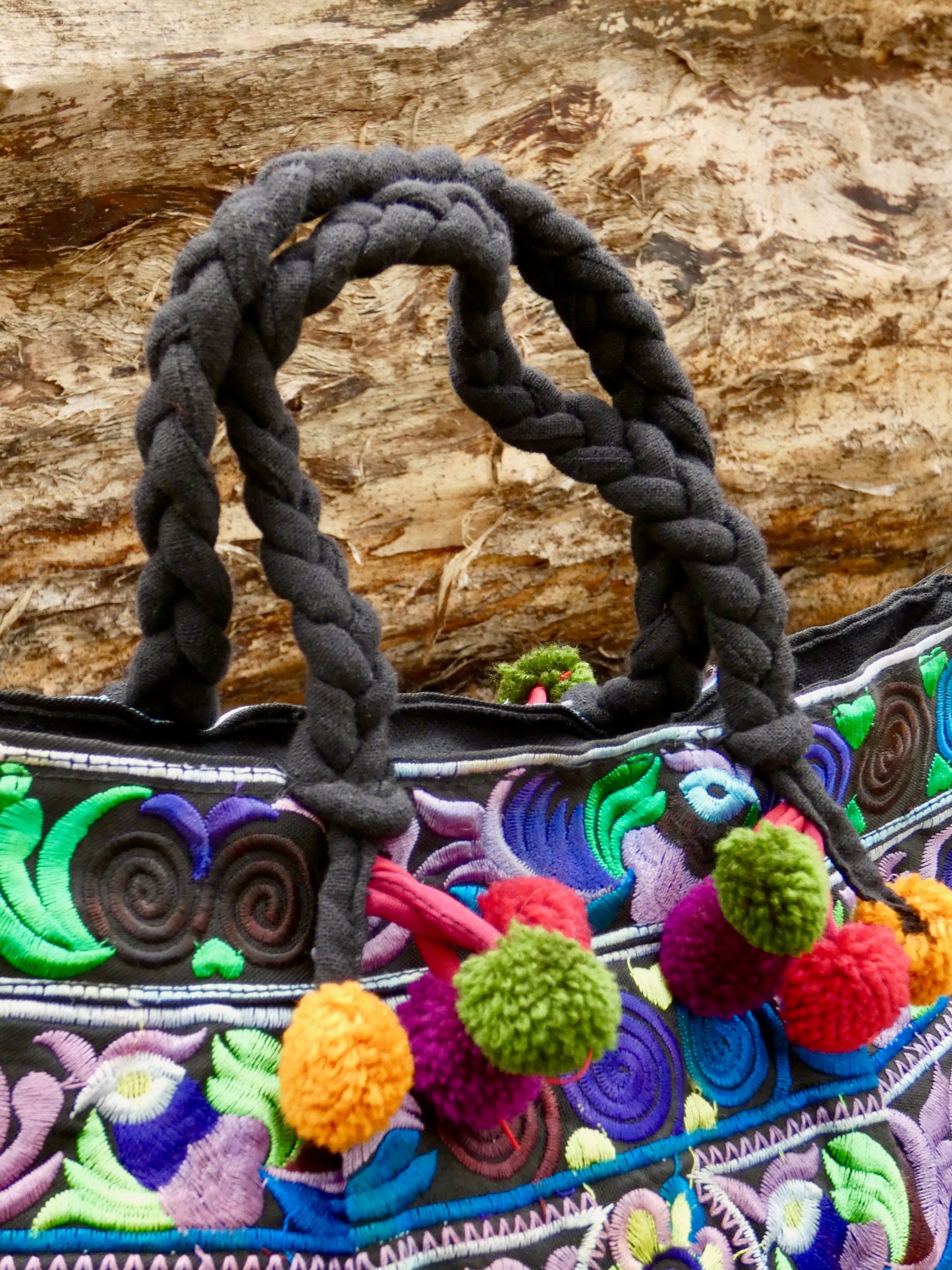 Blue Embroidered Hmong Handbag