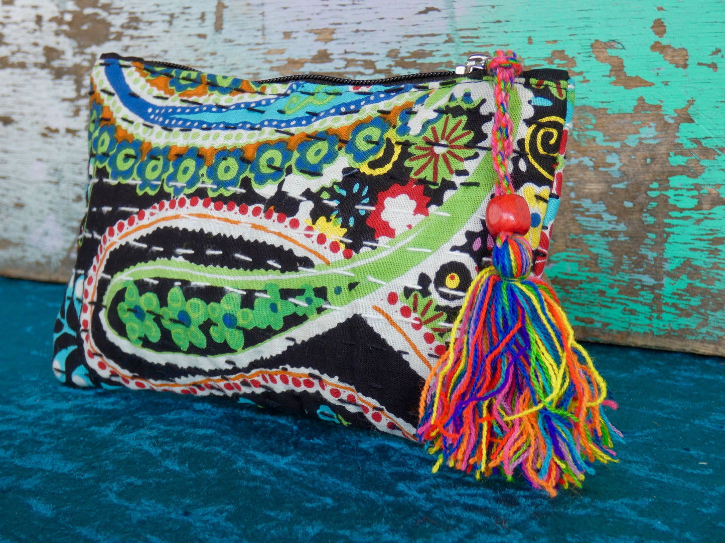 Handmade Cotton Kantha Purse - Black