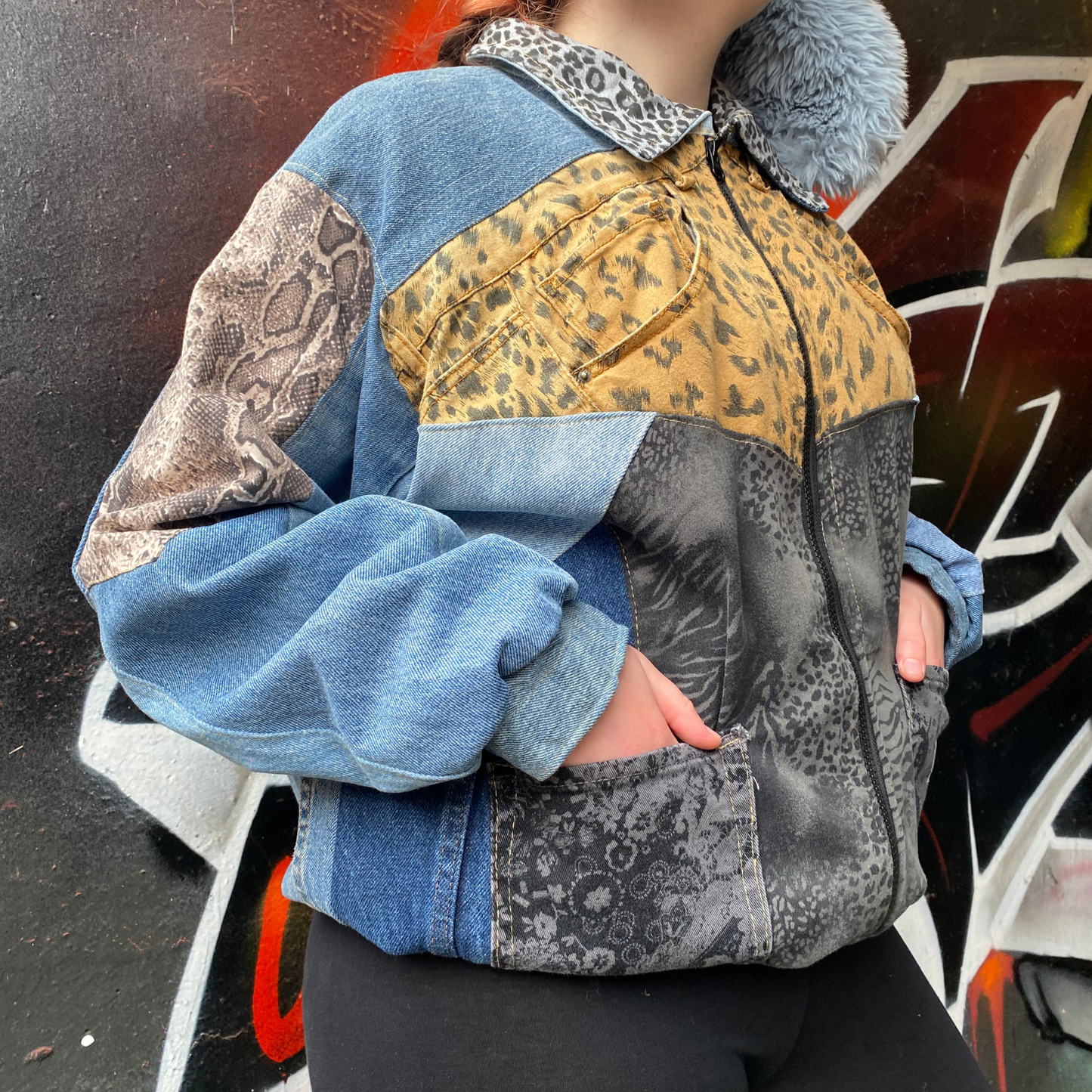 Reworked Denim Patchwork Jacket Carhartt-Style 3
