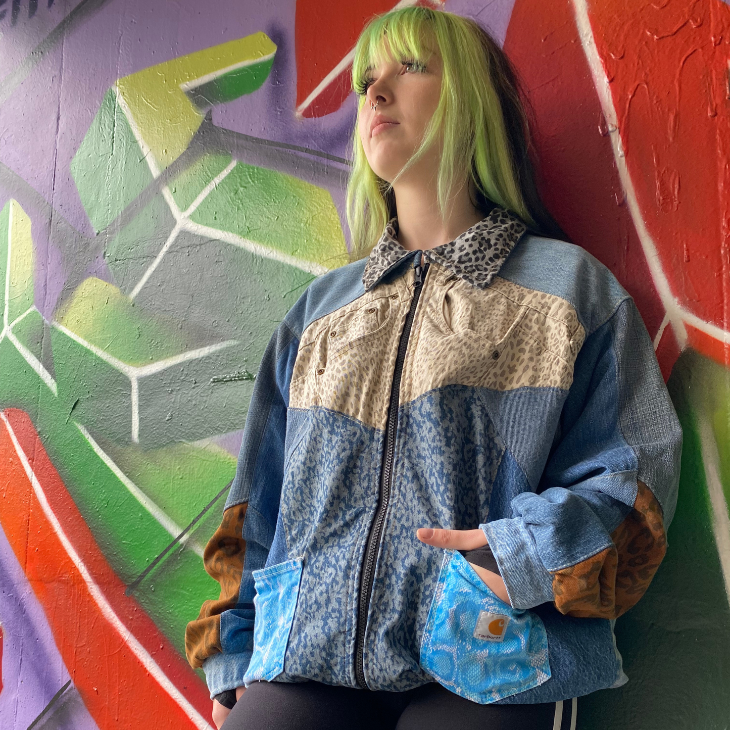 Reworked Denim Patchwork Jacket Carhartt-Style 6