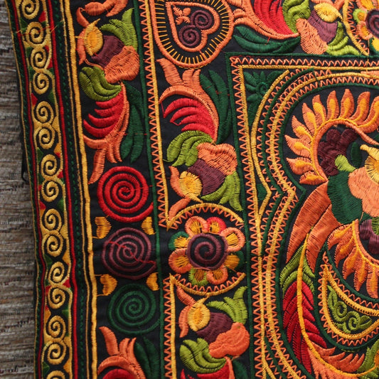 Orange Embroidered Thai Cushion Cover