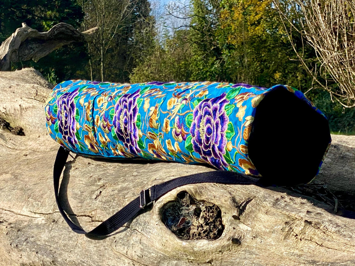 Blue Chrysanthemum Floral Hmong Yoga Mat Bag
