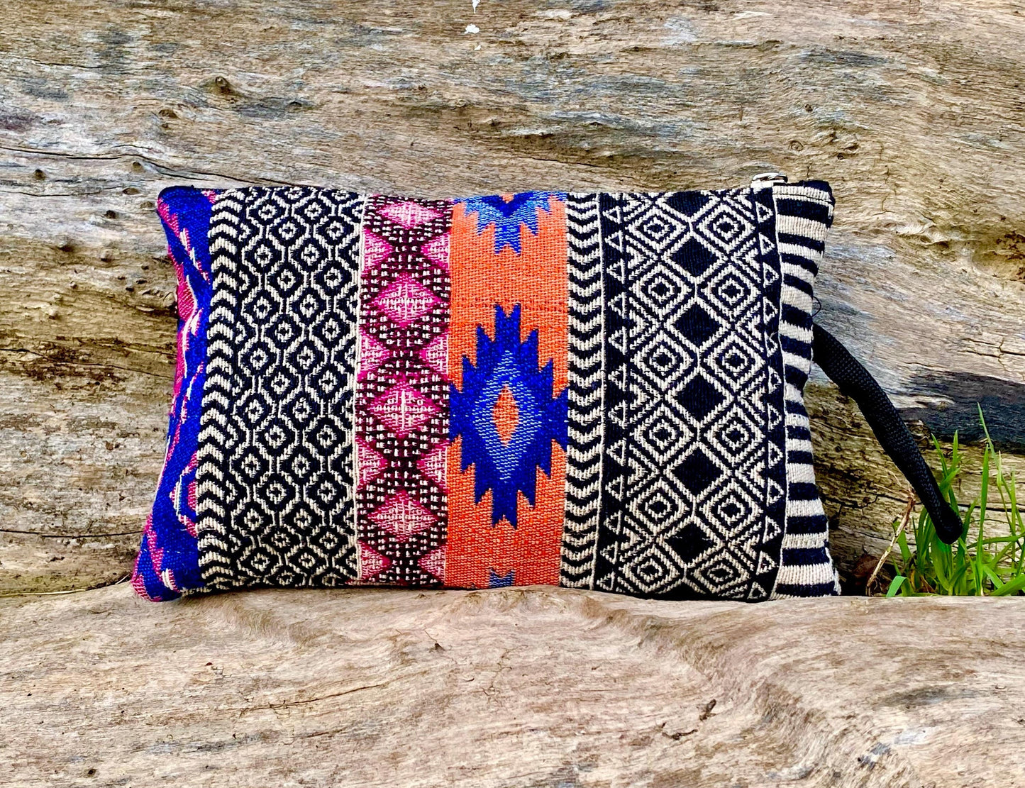 Upcycled Woven Cotton Jacquard Purse - Orange Multi
