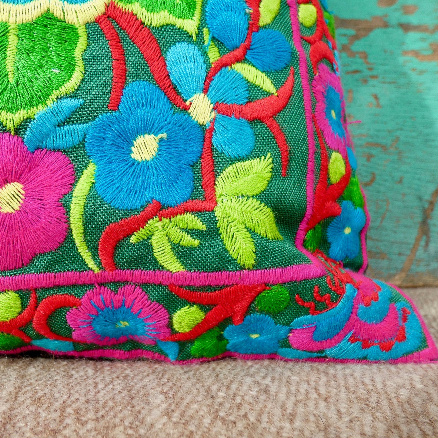Chrysanthemum Embroidered Thai Cushion Cover