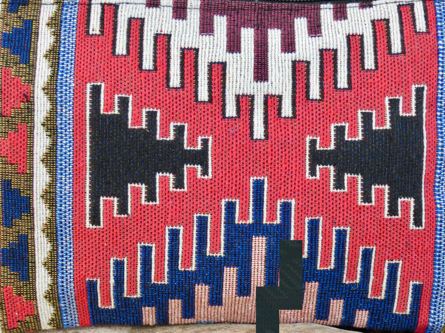 Upcycled Woven Cotton Jacquard Purse - Blue and Red