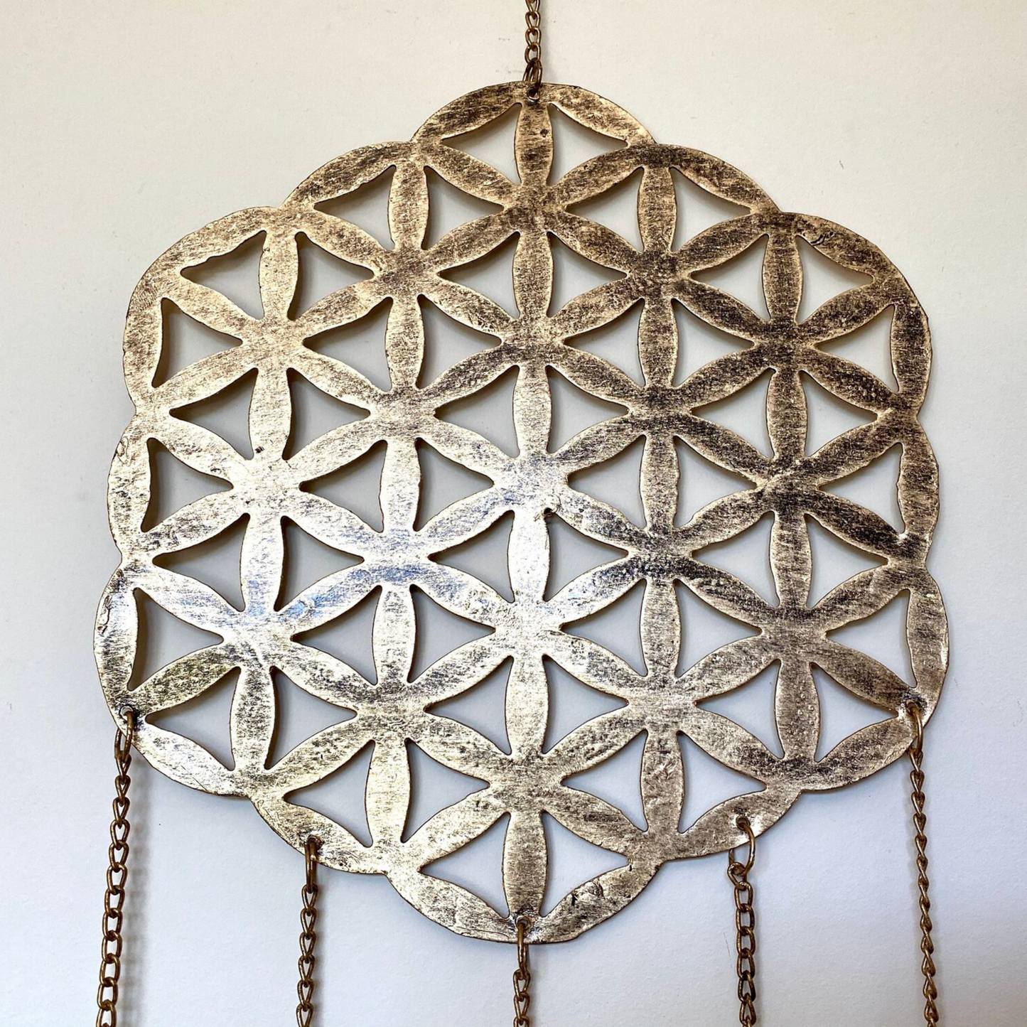 Hanging Brass Flower of Life Wind Chime