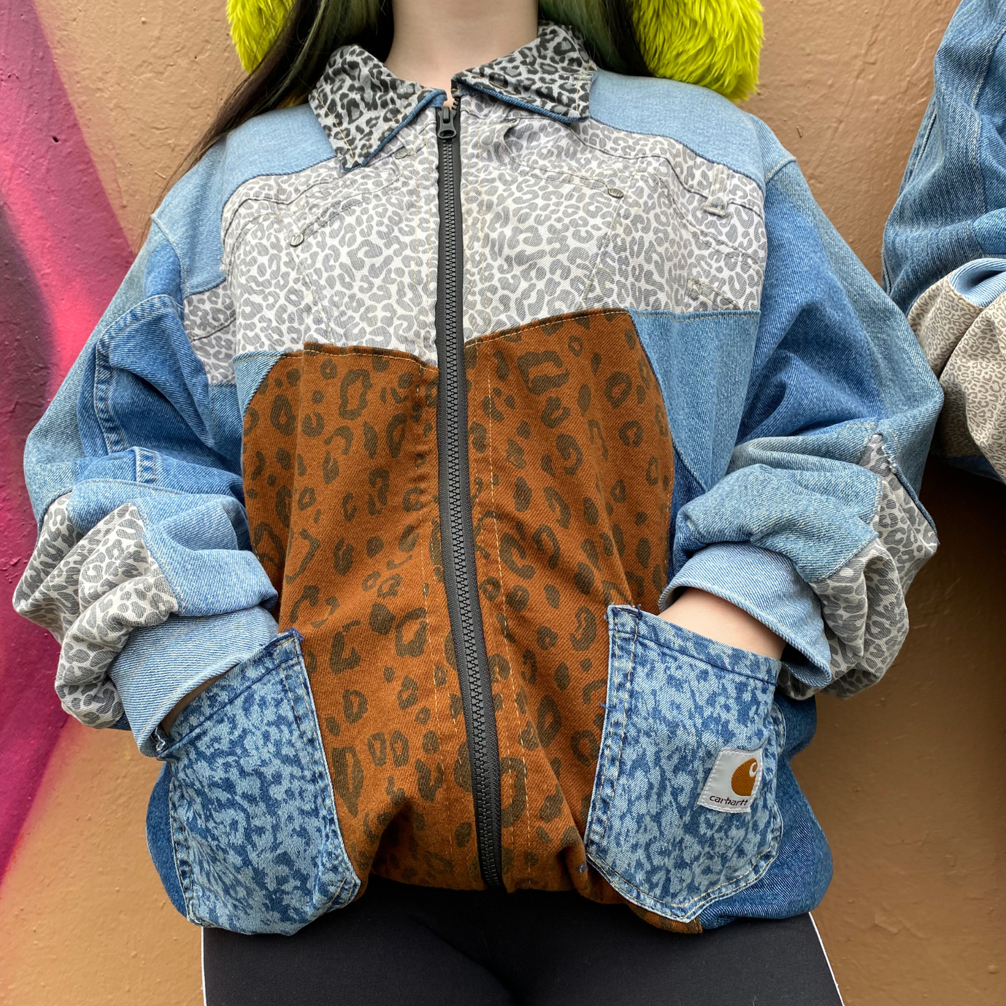 Reworked Denim Patchwork Jacket Carhartt-Style 1