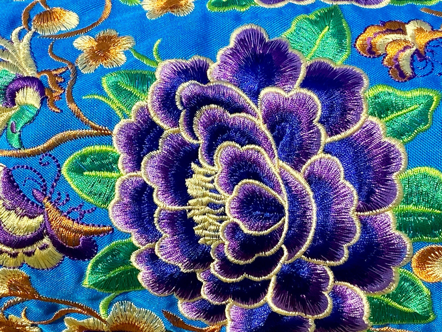 Blue Chrysanthemum Floral Hmong Yoga Mat Bag