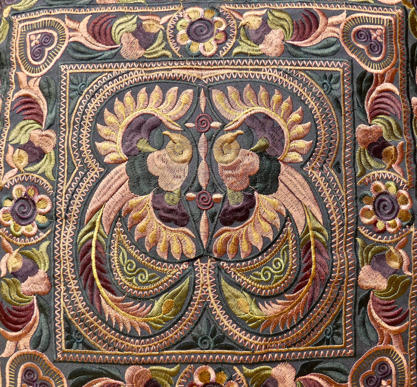 Mocha Embroidered Thai Cushion Cover