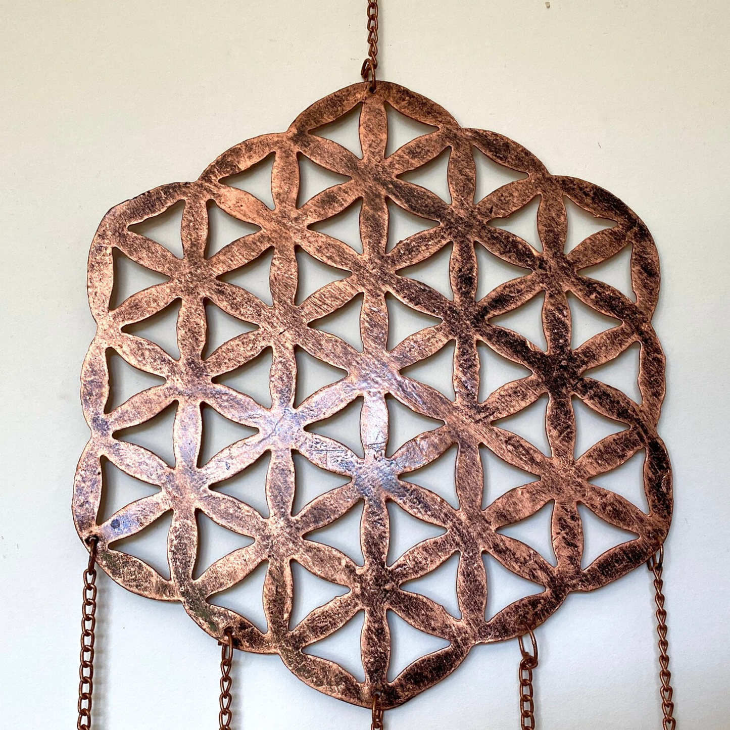 Hanging Brass Flower of Life Wind Chime