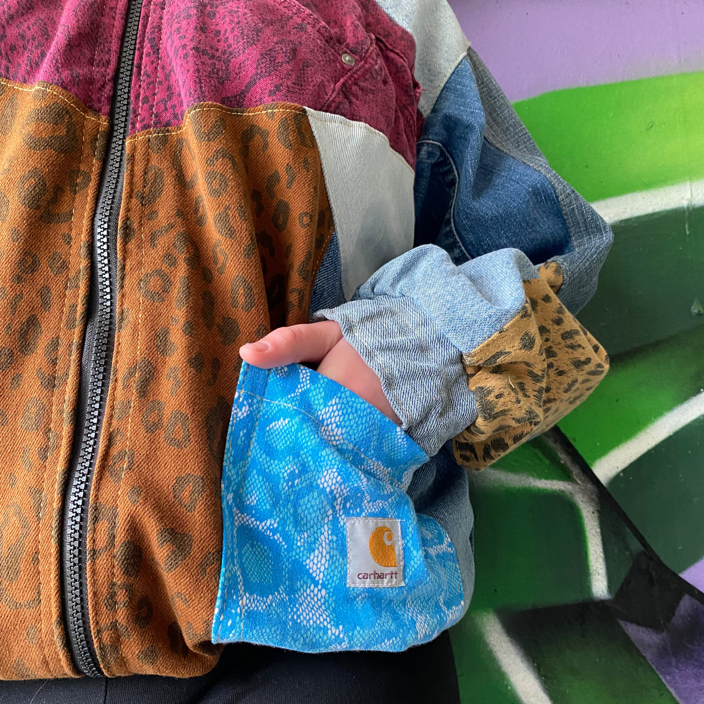 Reworked Denim Patchwork Jacket Carhartt-Style 5