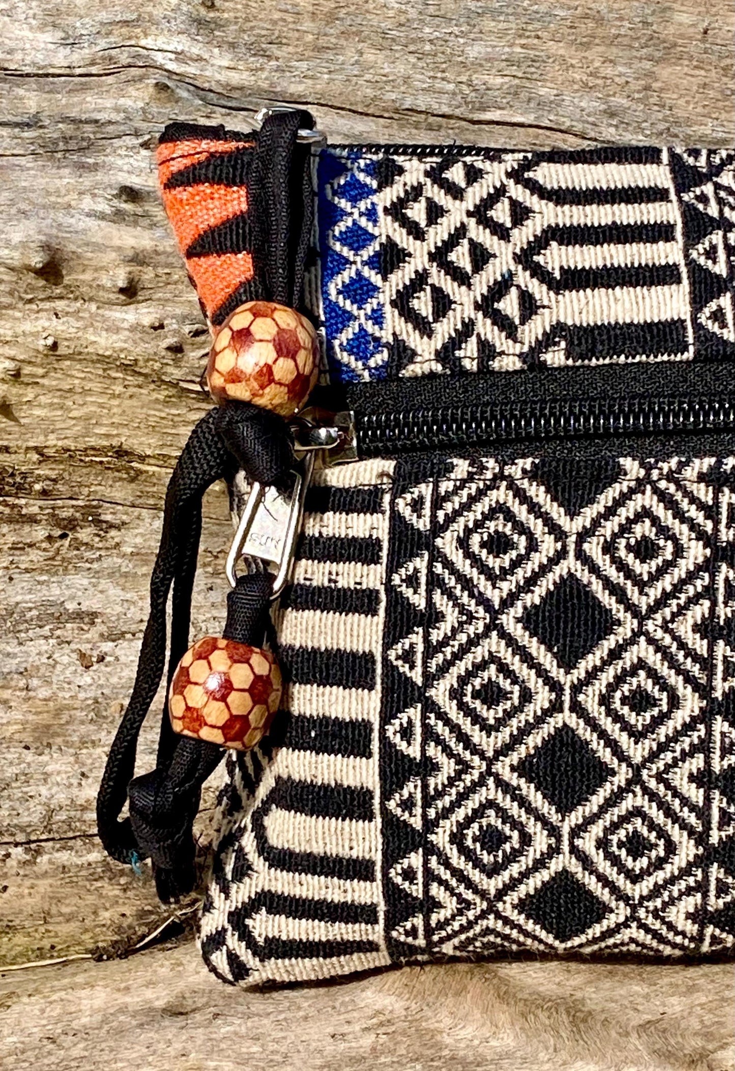 Upcycled Woven Cotton Jacquard Purse - Orange Multi