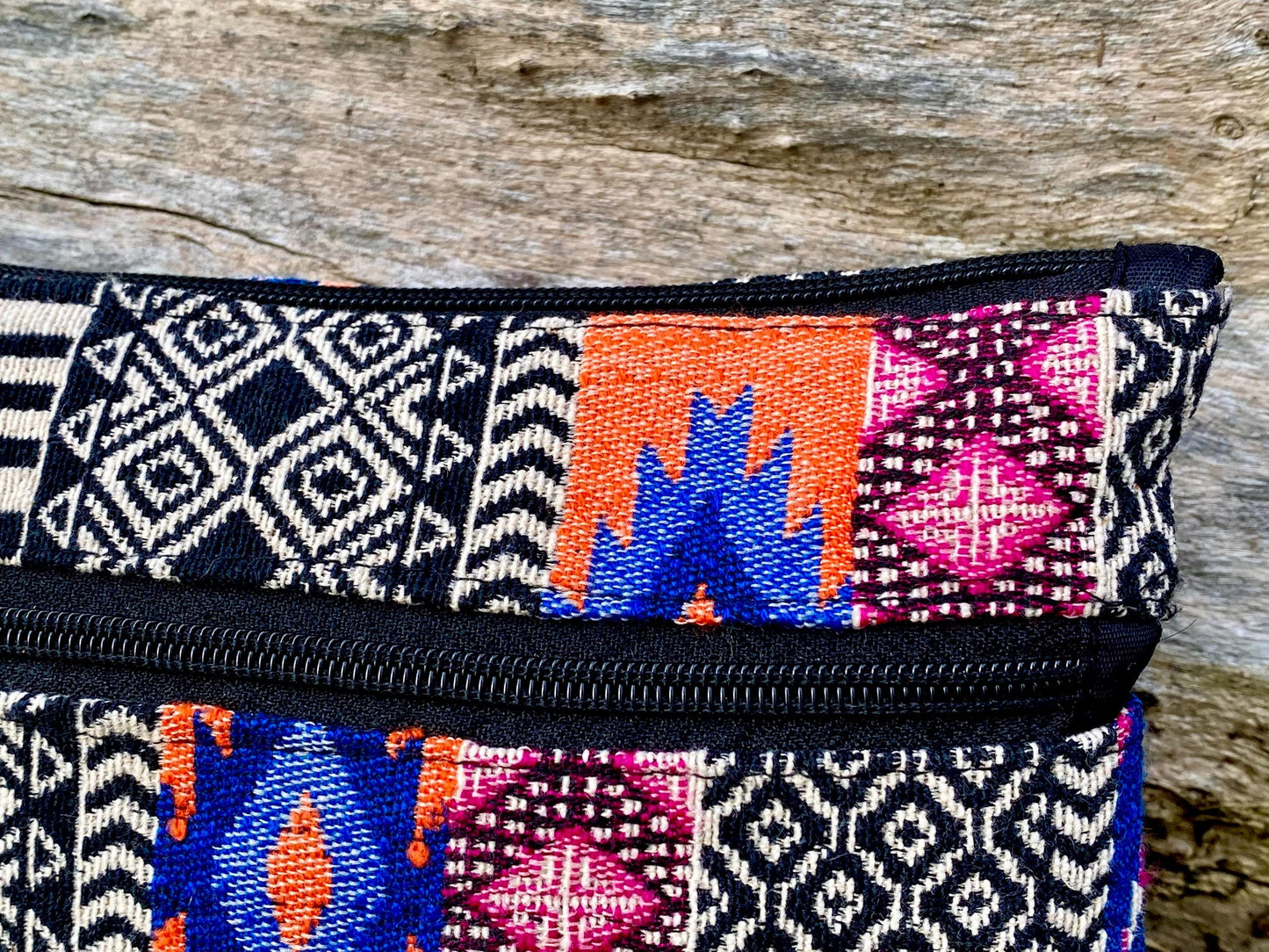 Upcycled Woven Cotton Jacquard Purse - Orange Multi